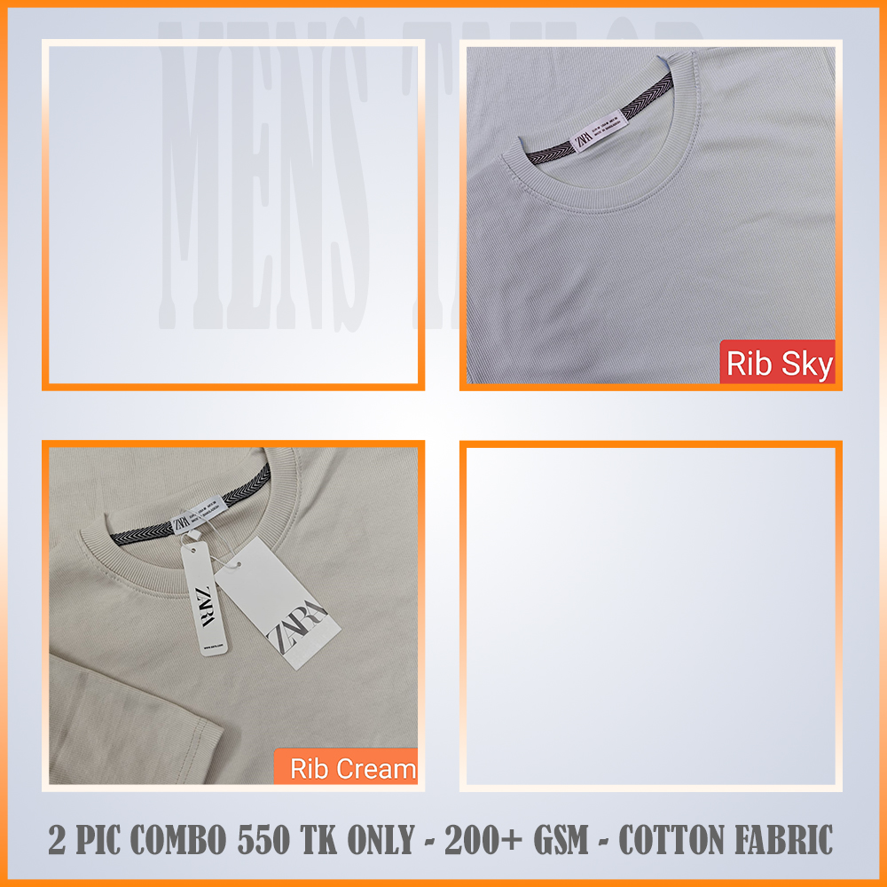 Super Comfort and Export Quality Rib Premium T-Shirt- one color -rib Sky-rib Cream