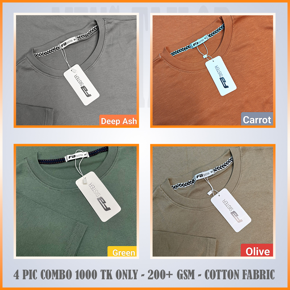Super Comfort and Export Quality Rib Premium T-Shirt- one color -rib deep ash-carrot-green-Olive