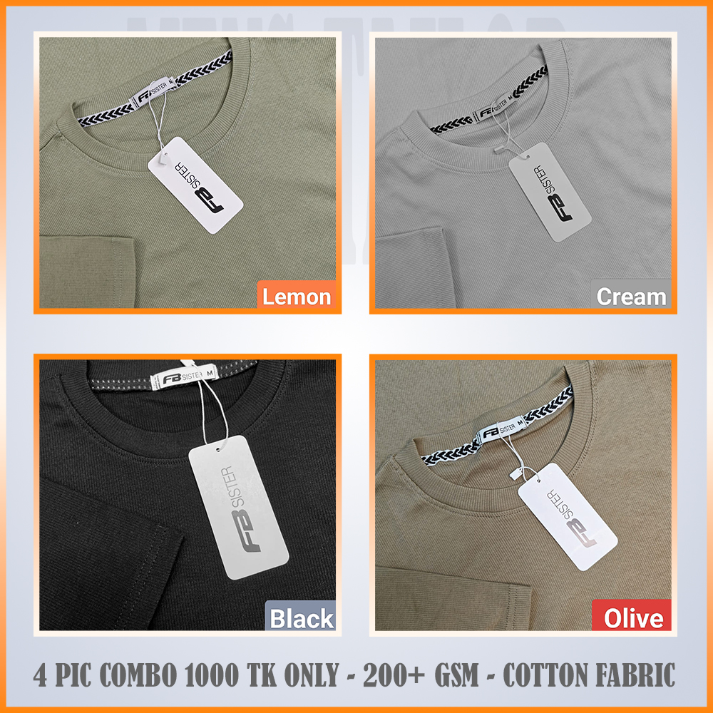 Super Comfort and Export Quality Rib Premium T-Shirt- one color -rib Lemon-cream-black-olive
